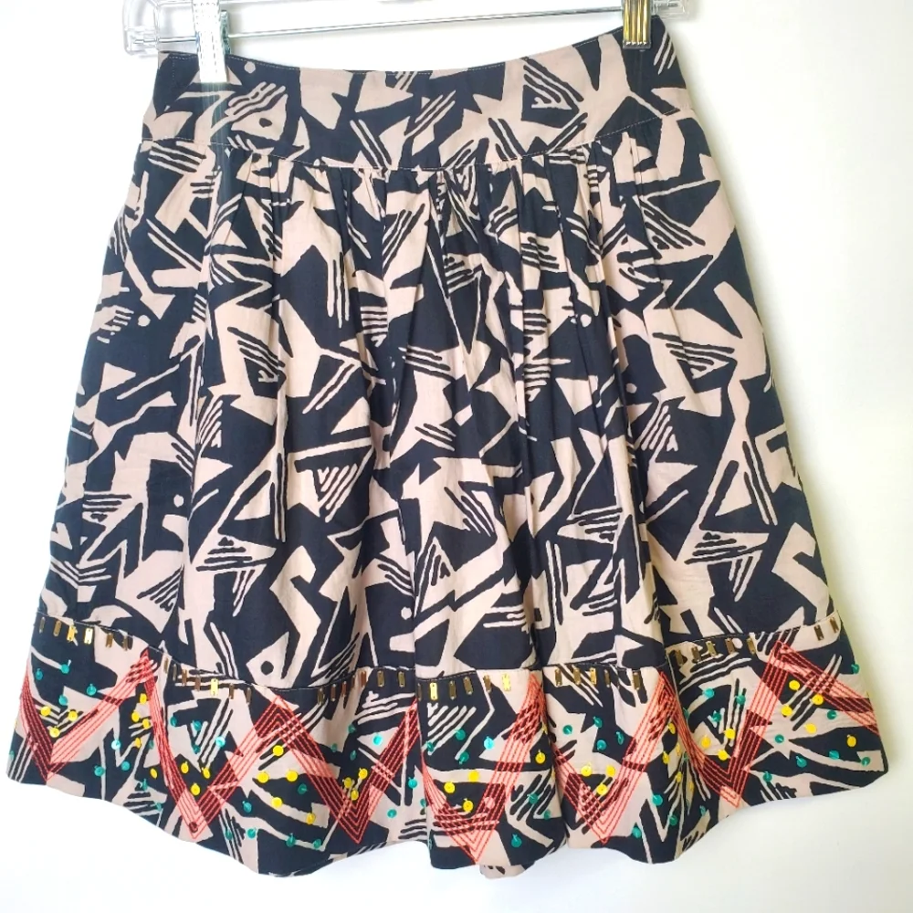 Anthropologie Odille Cotton Skirt Sequined